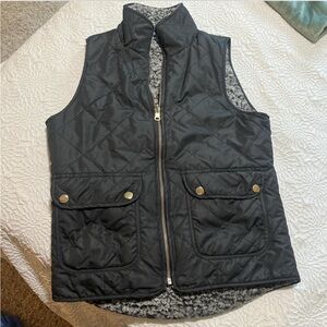 Black Reversible Quilted Vest with Pockets